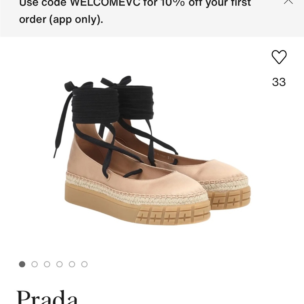 Prada Nude Espadrille Lace-Up Platform Flats